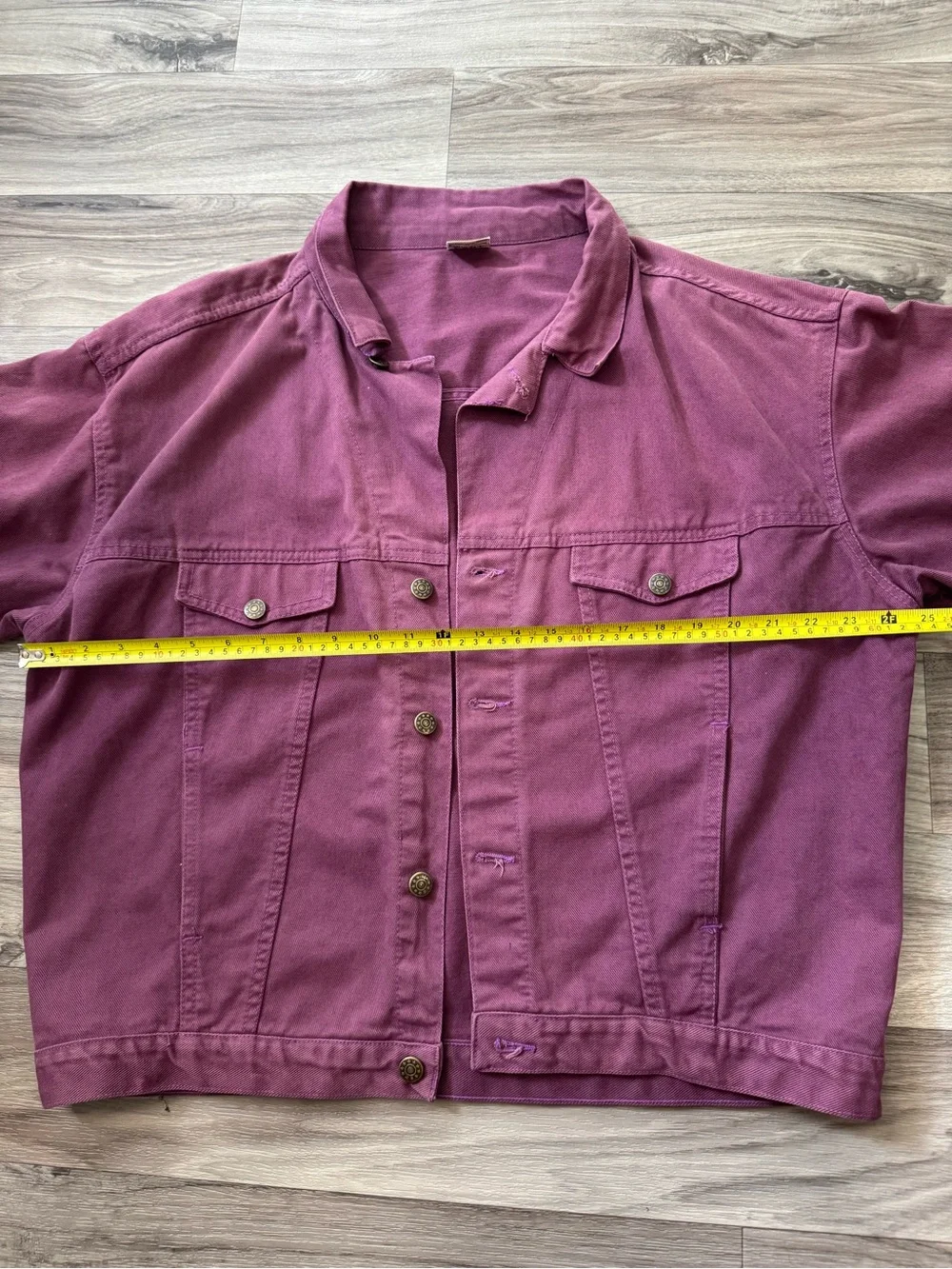 Vintage Overdyed Burgundy Purple Denim Trucker Jacket 100% Cotton Size L/XL